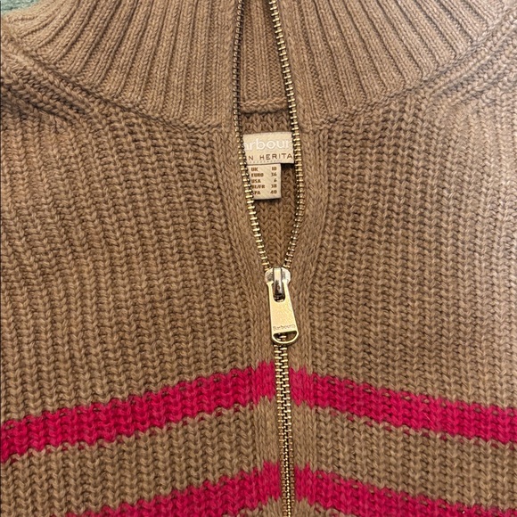 Barbour Brown and Pink Striped Turtleneck Sweater - Picture 2 of 6